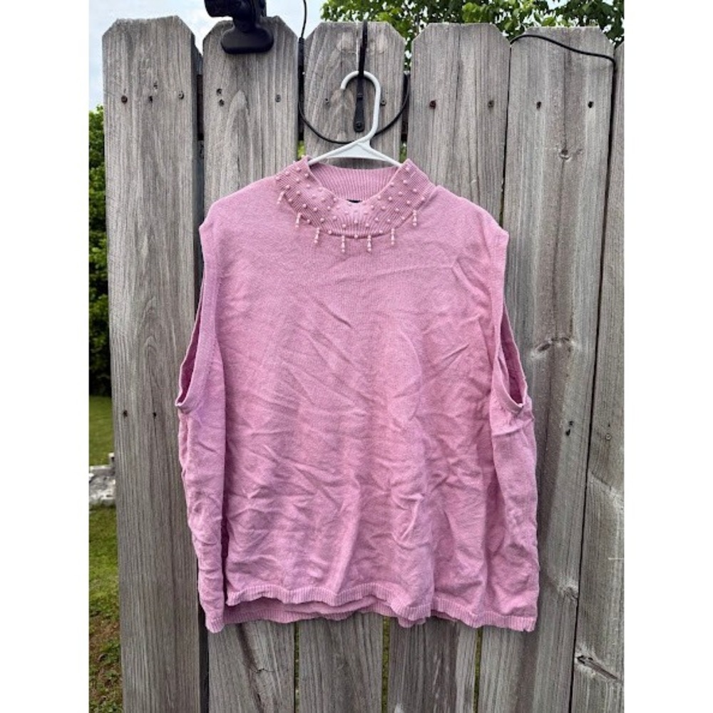 Coquette Pearl Beaded Willow Ridge Sweater Vest Womens XL Pink‎